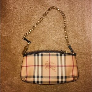 Burberry ClaraHaymarket Wristlet Mini CanvasClutch